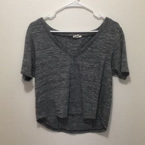Charcoal Gray One-Pocket Crop Tee